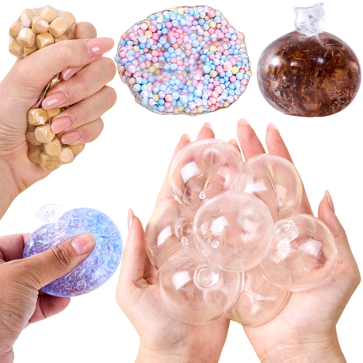 Bocce Ball Set - 6個入り 透明ソフトTPR空ボールスキン DIY手作りバブルスクイーズおもちゃ ストレス解消 握りおもちゃ フィジェットトイ