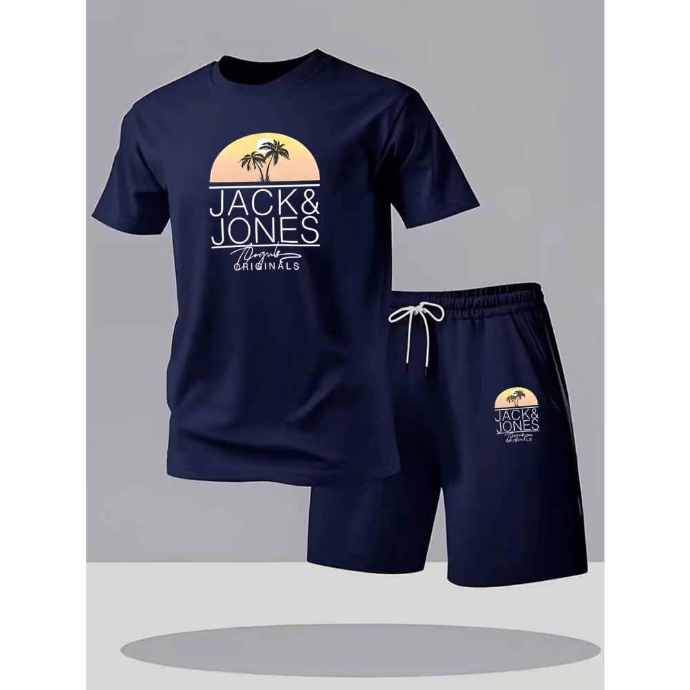 Sports Equipment Set - メンズフィットネス Tシャツセット通気性速乾半袖 + スポーツショーツ夏カジュアルラウンドネックスーツホットセールストリート