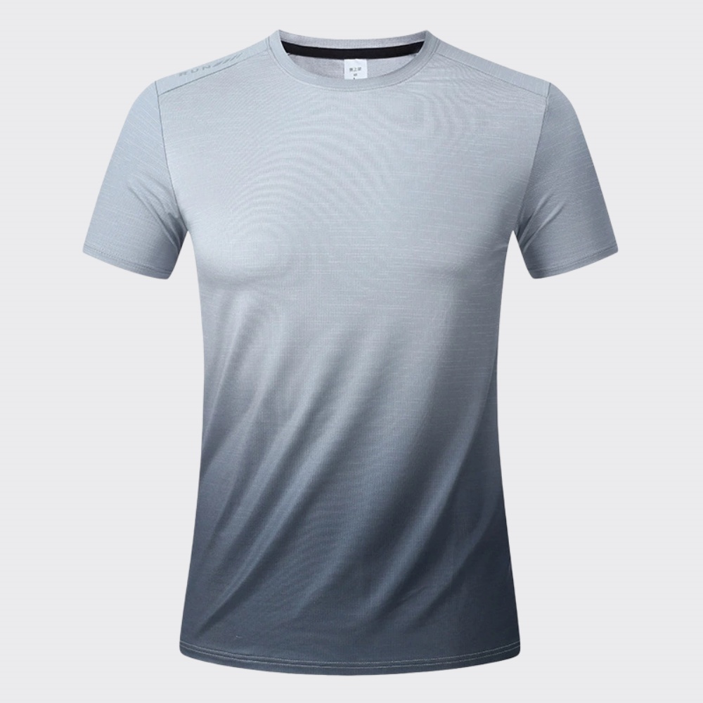 Sports Equipment Logos - メンズフィットネスランニング Tシャツジムスポーツグラデーションシャツ半袖夏男性速乾トップ Tシャツ通気性ワークアウトスウェットシャツ