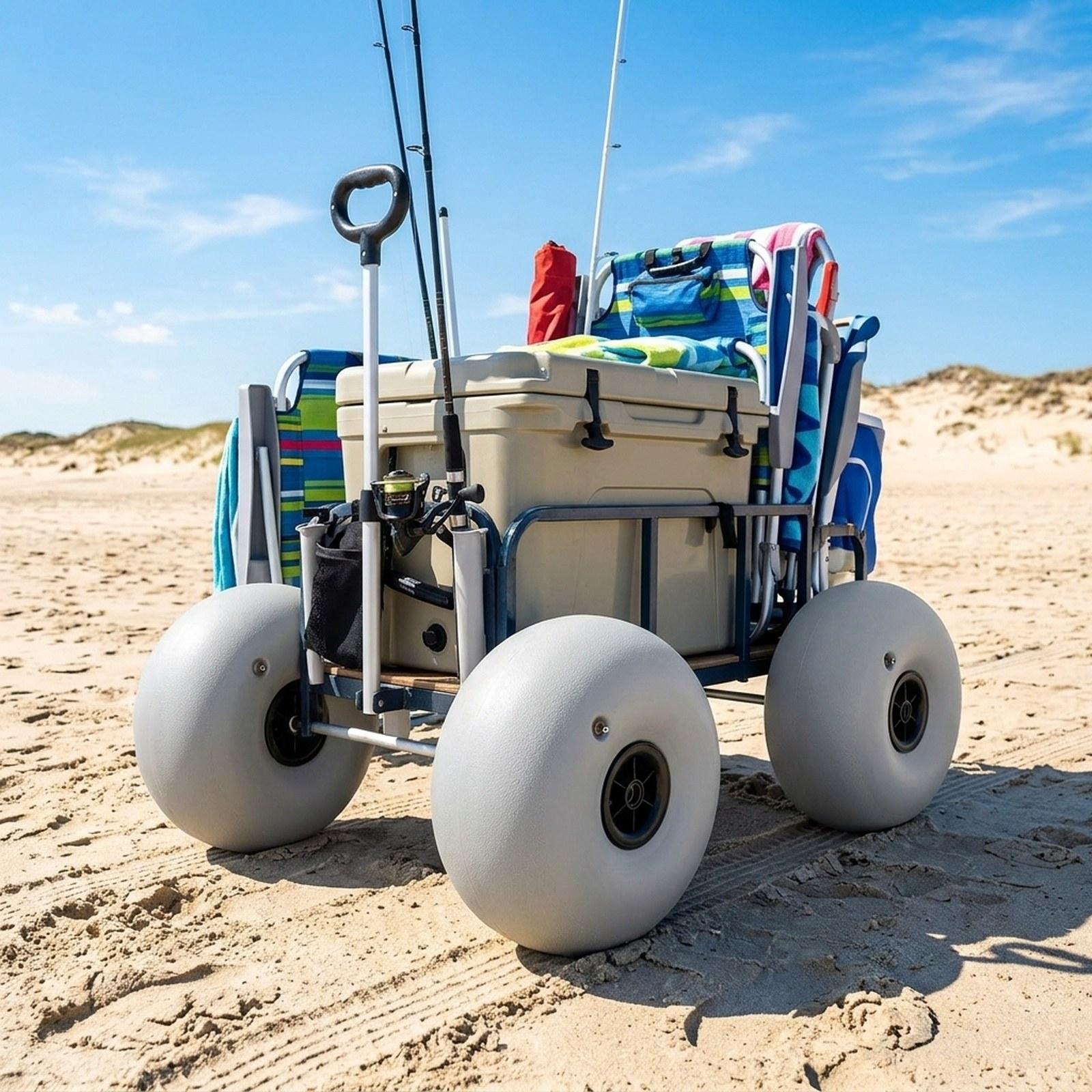Sports Equipment Trolley - ビーチカートサンドホイール16インチビーチバルーンタイヤPVC頑丈なホイールカヤックトロリーキャンプアクセサリー用