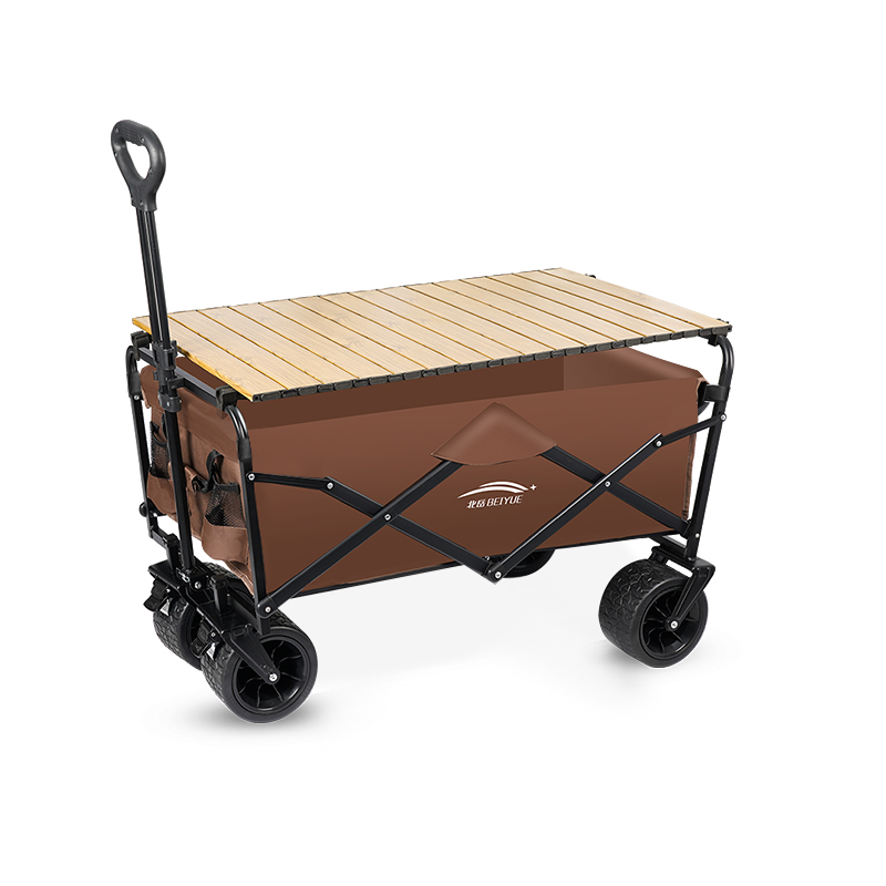 頑丈な折りたたみ式キャンプワゴン、木製テーブルボード付き、全 - Sports Equipment Trolley のレビューと価格