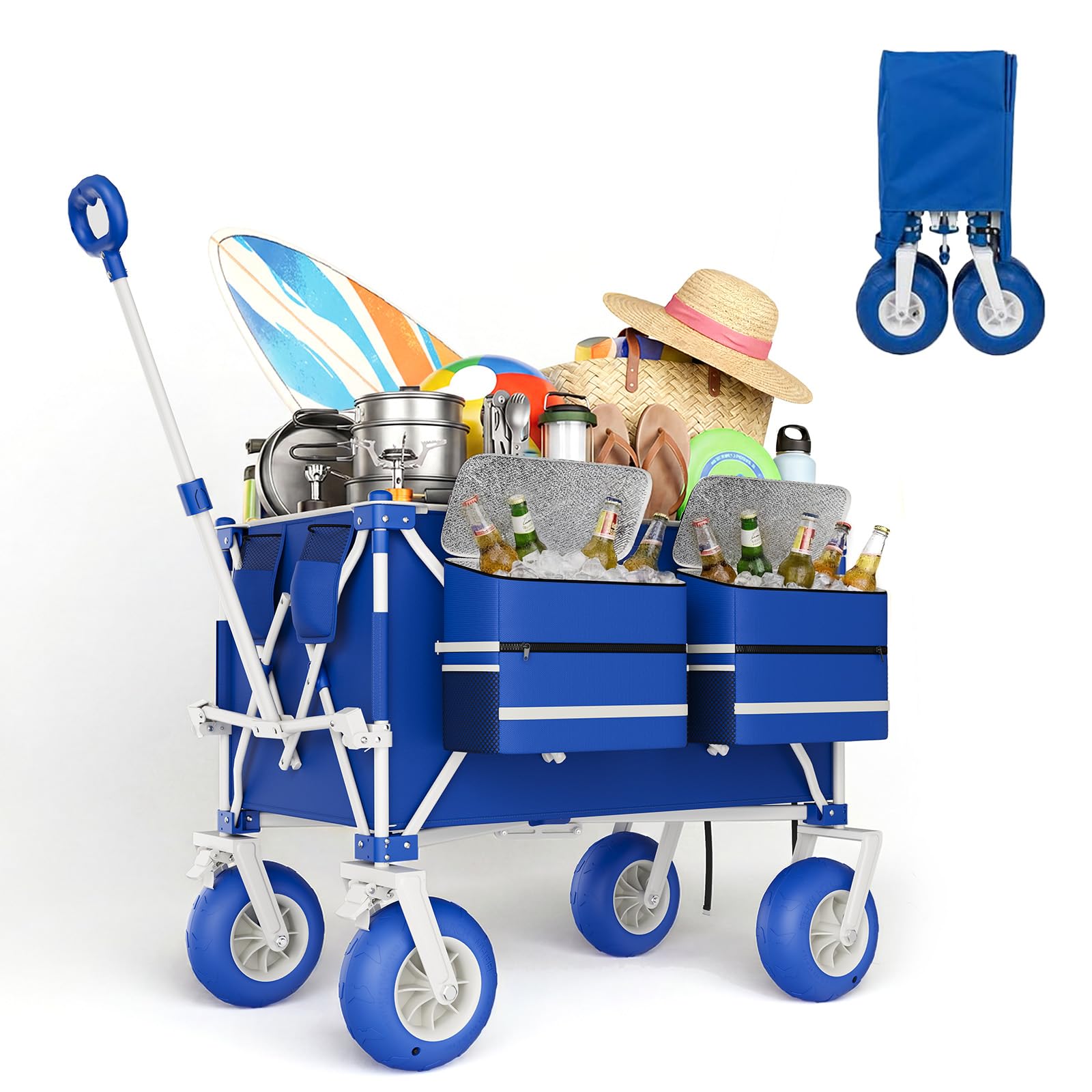 頑丈なビーチワゴンカート 460LBS 折りたたみ式ユーティ - Sports Equipment Trolley のレビューと価格
