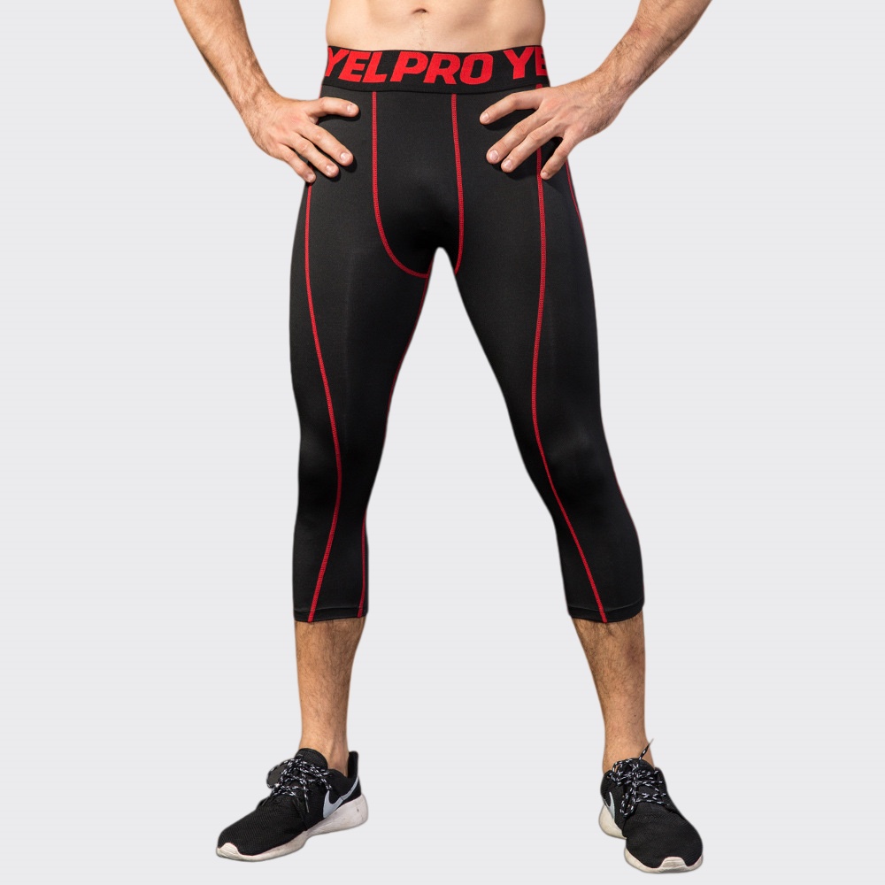 男性圧縮フィットネスレギンススポーツウェアスポーツパンツラン - Sports Equipment Logos のレビューと価格
