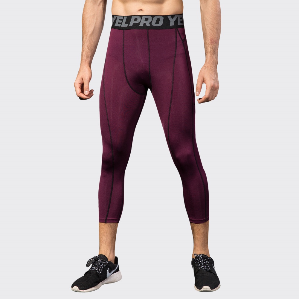 男性圧縮フィットネスレギンススポーツウェアスポーツパンツラン - Sports Equipment Logos のレビューと価格
