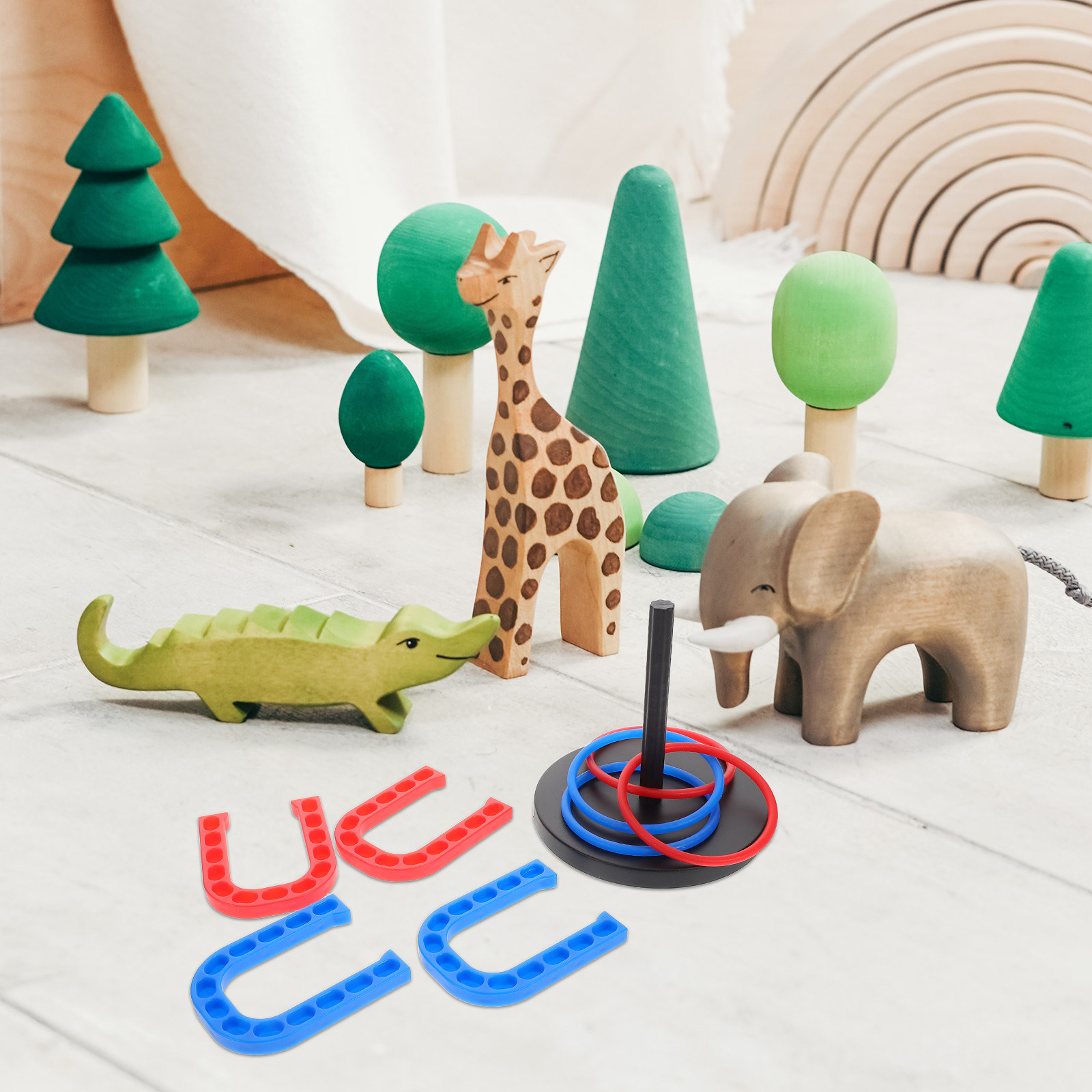 1セット子供用教育用プラスチック製蹄鉄とリングセット手と目の - Horseshoe Game Set のレビューと価格