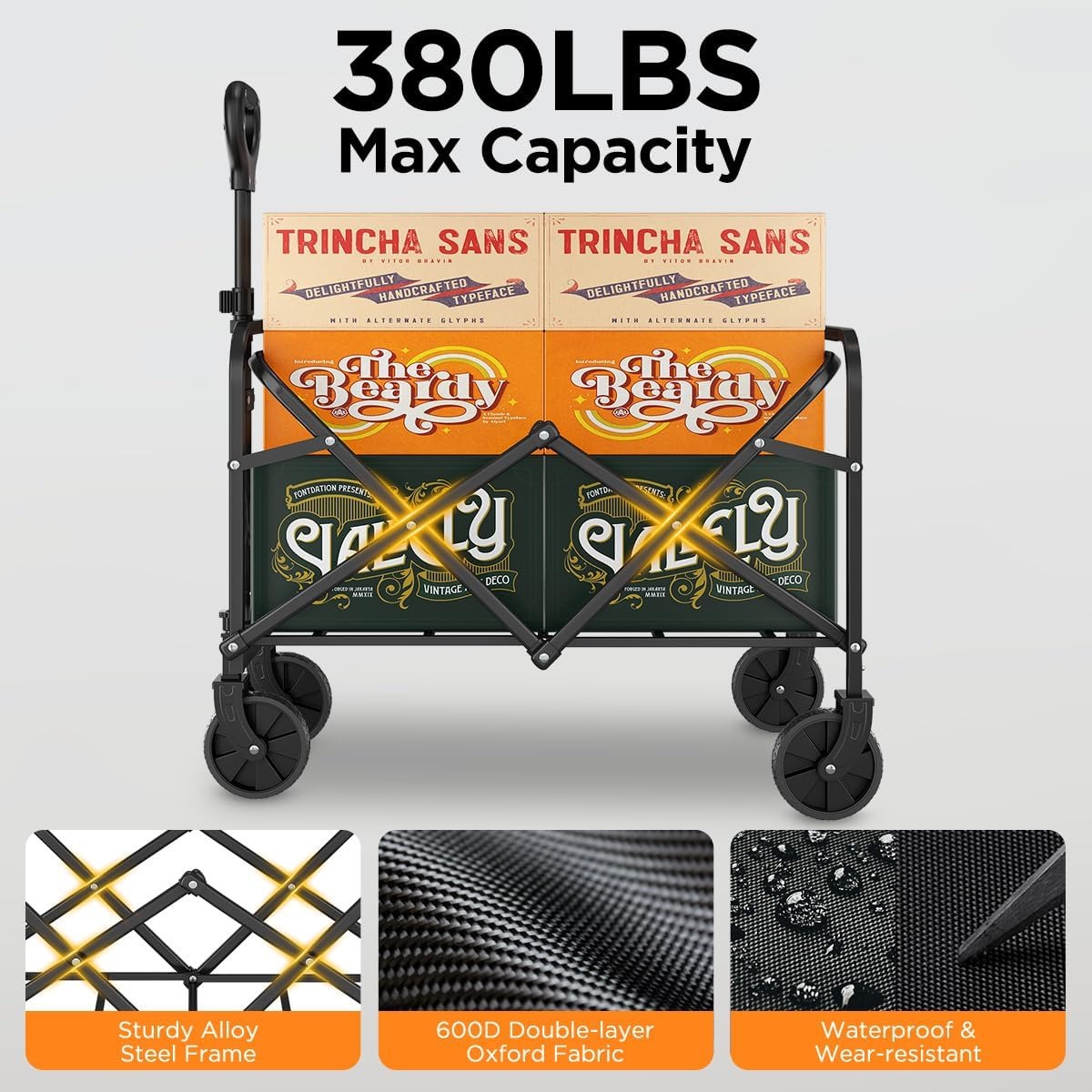 380LBS耐荷重オールテレーンヘビーデューティー折りたたみ - Sports Equipment Trolley のレビューと価格