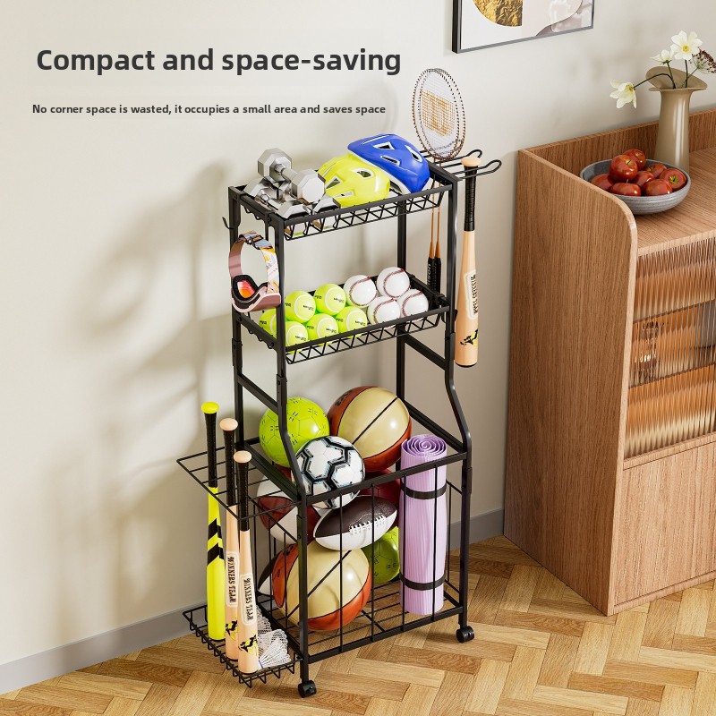 多機能フィットネス機器収納ラック、ヨガマット収納バスケット、 - Sports Equipment Trolley のレビューと価格