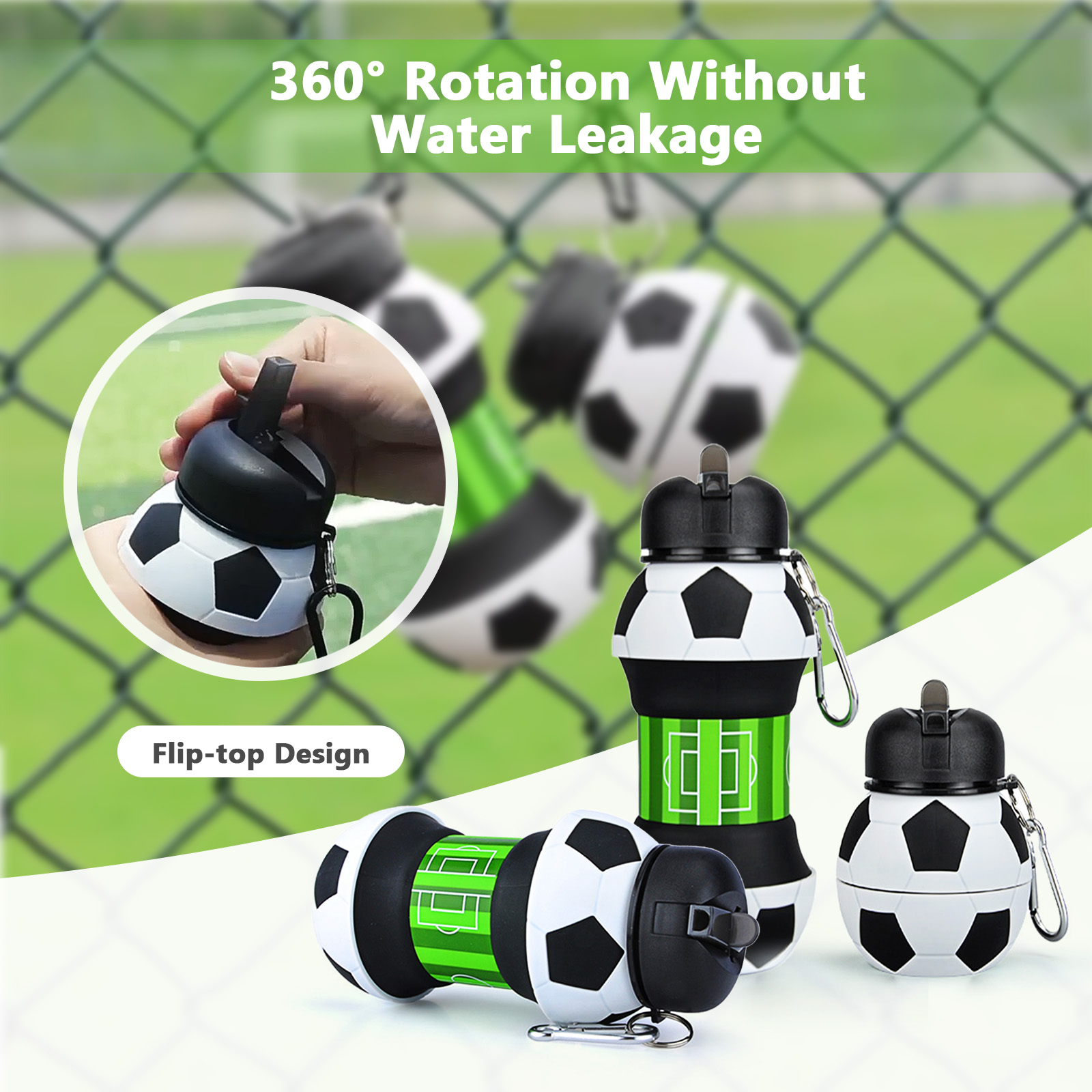 550ml 折りたたみ式サッカーウォーターボトル 食品グレー - Sports Equipment Stores のレビューと価格